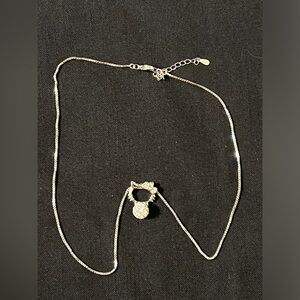 Hello Kitty Silver & Crystal Pendant Necklace, .925